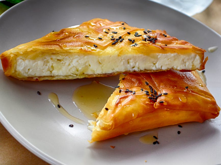 Greek cheese pie honey sesame