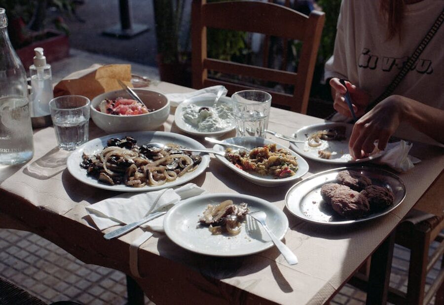 Greek outdoor dining food