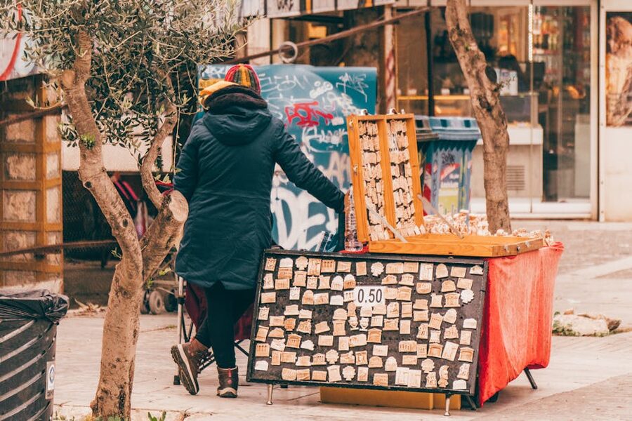 Athens street vendor scene