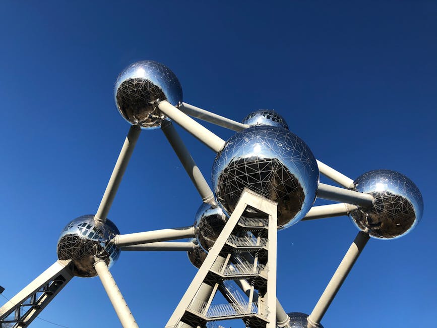 Atomium Brussels low angle view showing scale of the structure