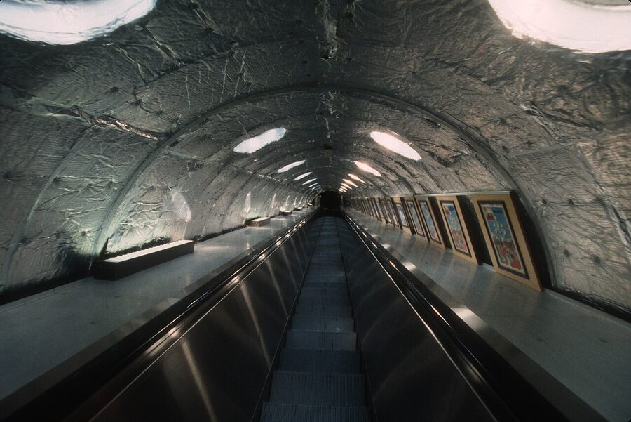 Atomium Brussels interior connecting tube walkway