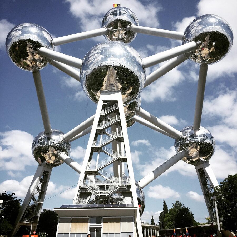 Atomium Brussels monument silver and glass facade