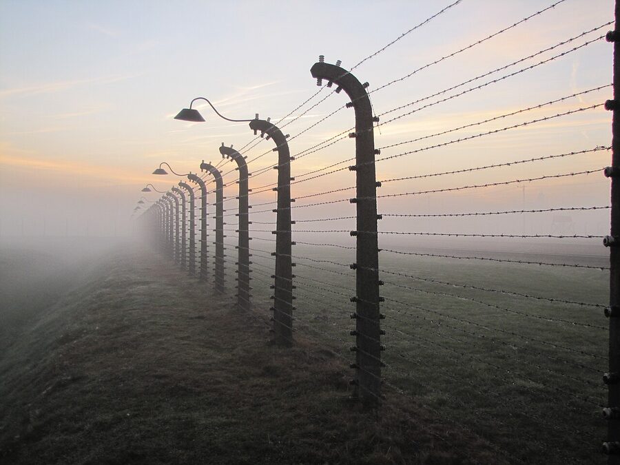 View across the Birkenau memorial site