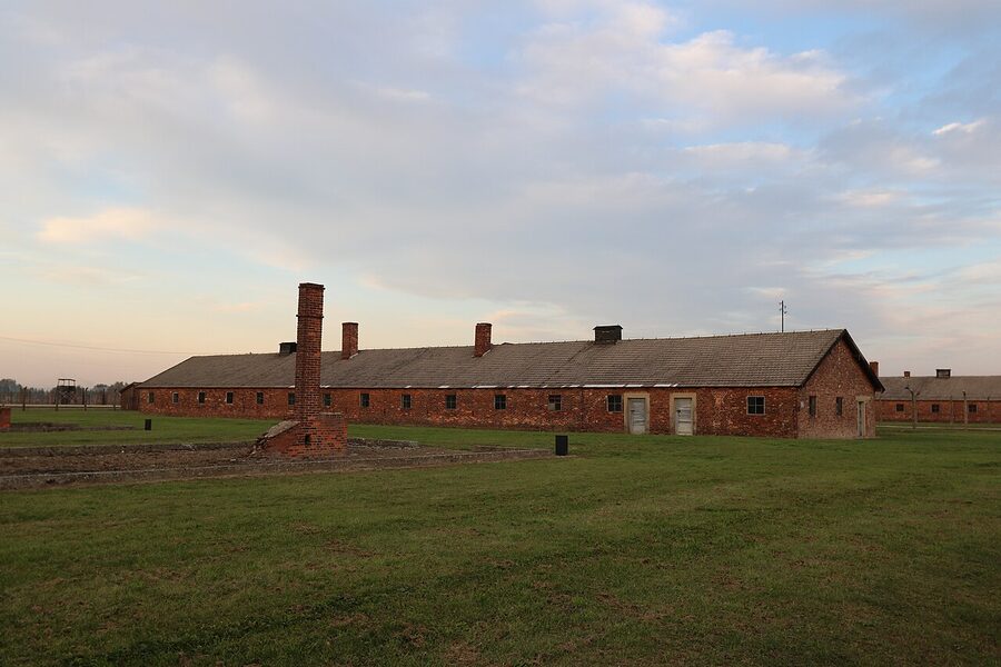 Surviving wooden barracks at Auschwitz II Birkenau