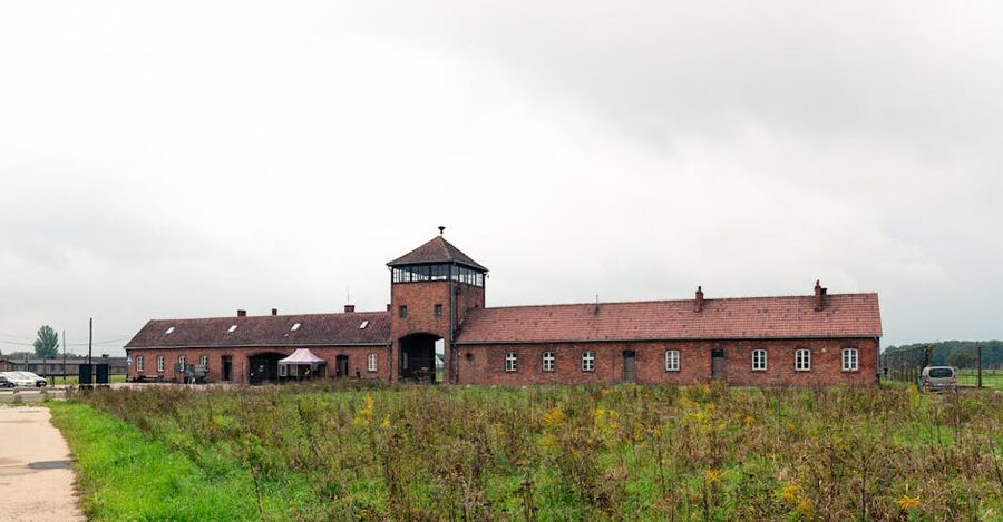 Overcast morning view at Auschwitz Birkenau