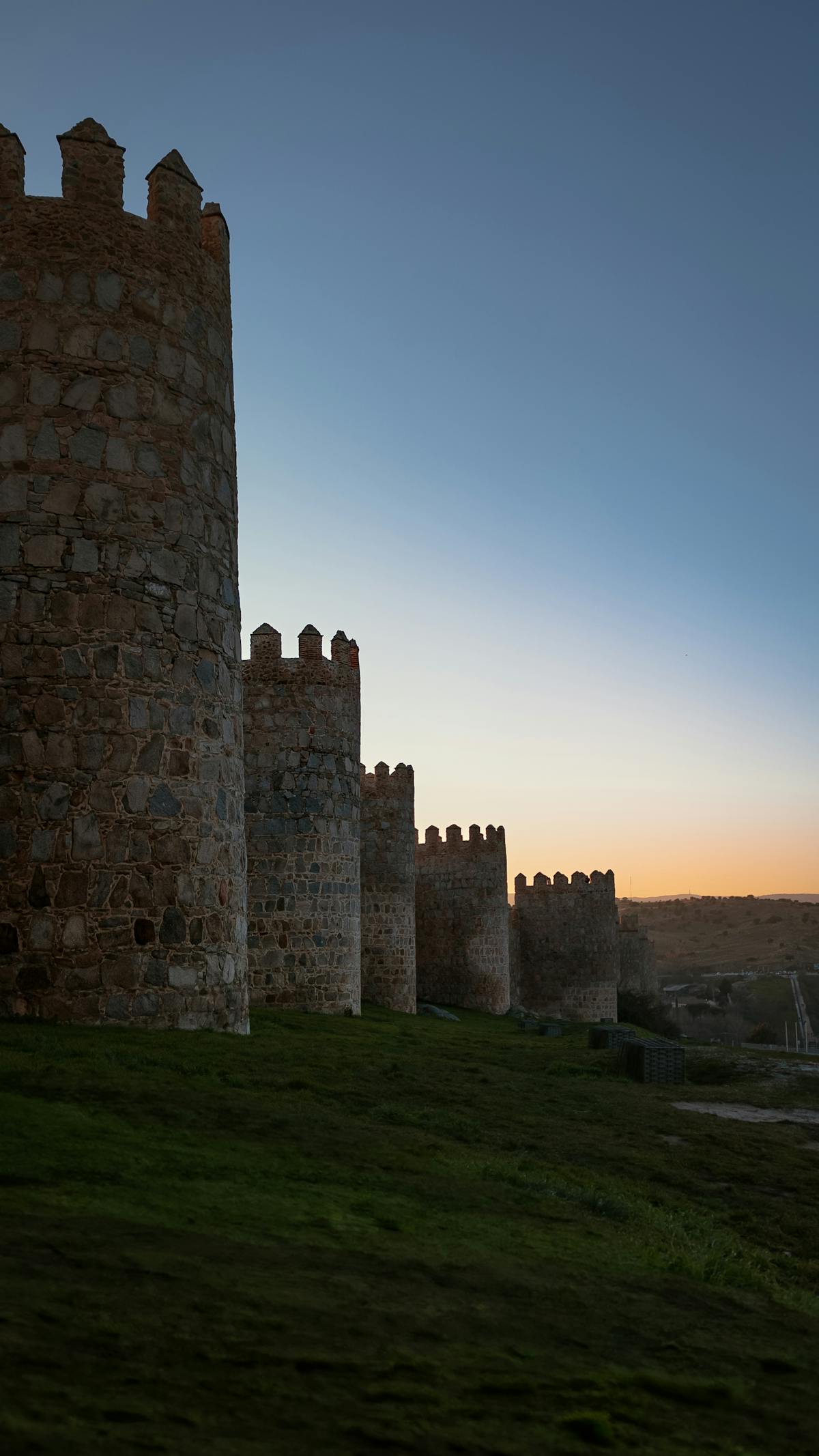 View from on top of the medieval walls of Avila looking across the city rooftops