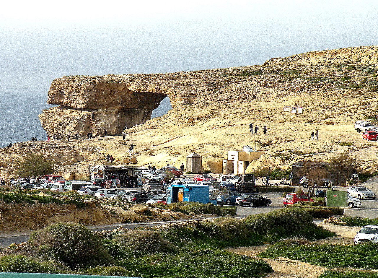 The Azure Window natural rock arch in Gozo Malta the day before its collapse in 2017