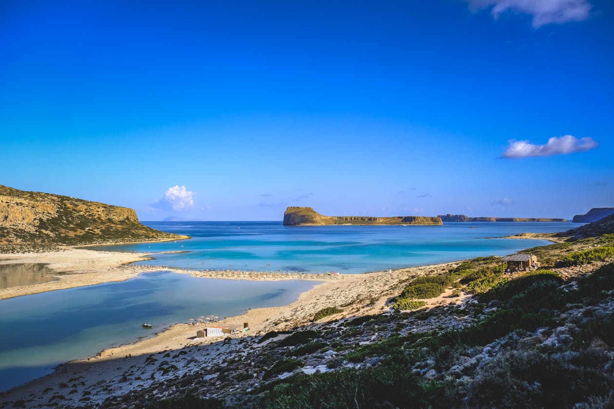 Balos Beach turquoise waters under clear blue skies