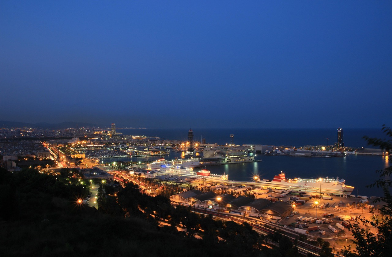 Barcelona port and waterfront with boats