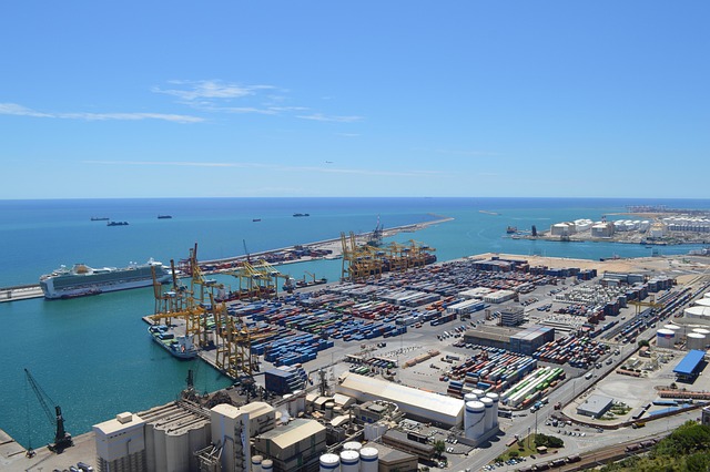 Barcelona waterfront and port with boats