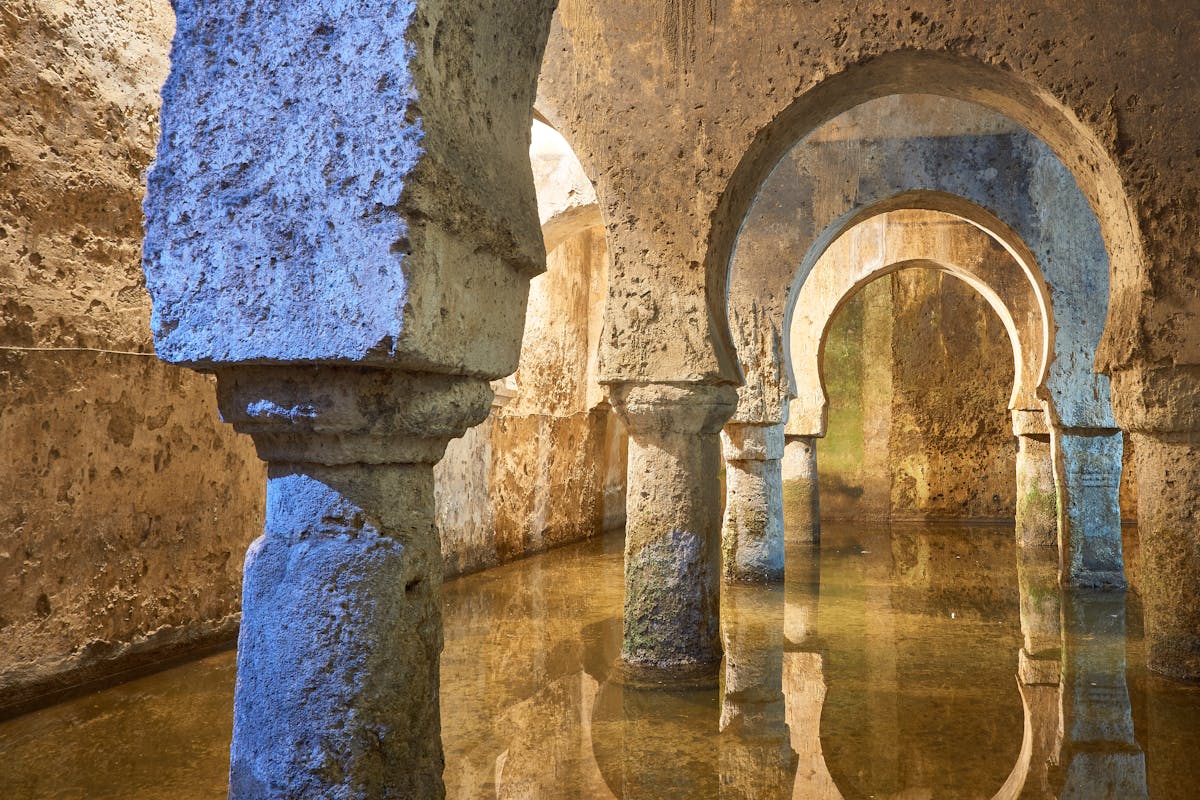 Ancient stone arches inside the Basilica Cistern