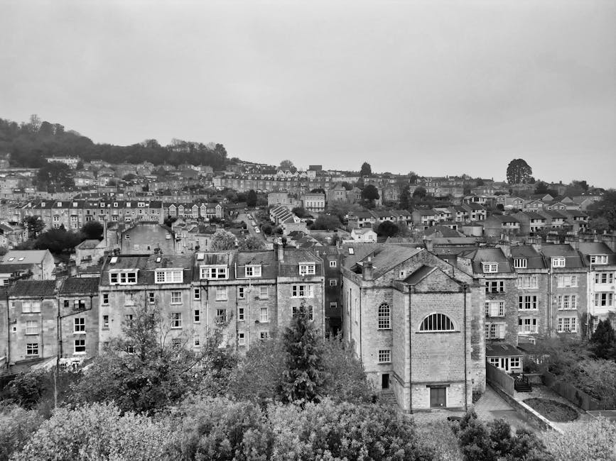 Bath skyline monochrome historic