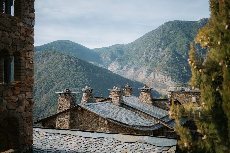 Medieval stone houses among mountains in Andorra