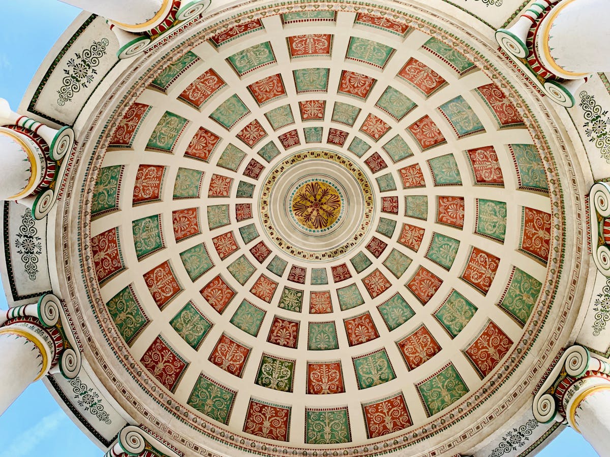 Ornamental ceiling of the Monopteros pavilion in the English Garden Munich