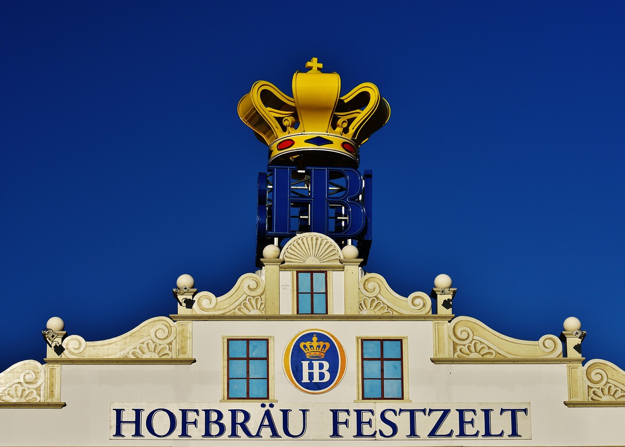 Interior of the Hofbrauhaus beer hall in Munich showing traditional Bavarian atmosphere