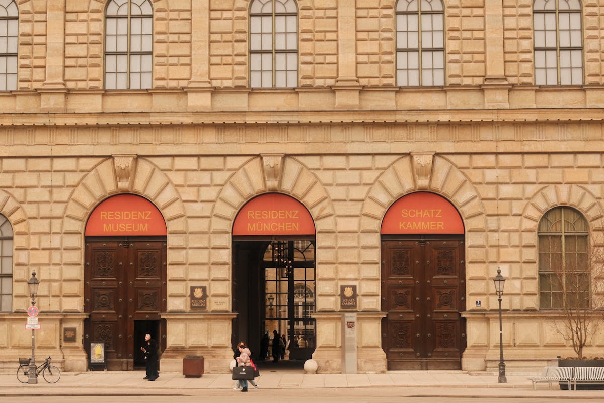 Front view of the Residenz Museum entrance in Munich showing classical architecture
