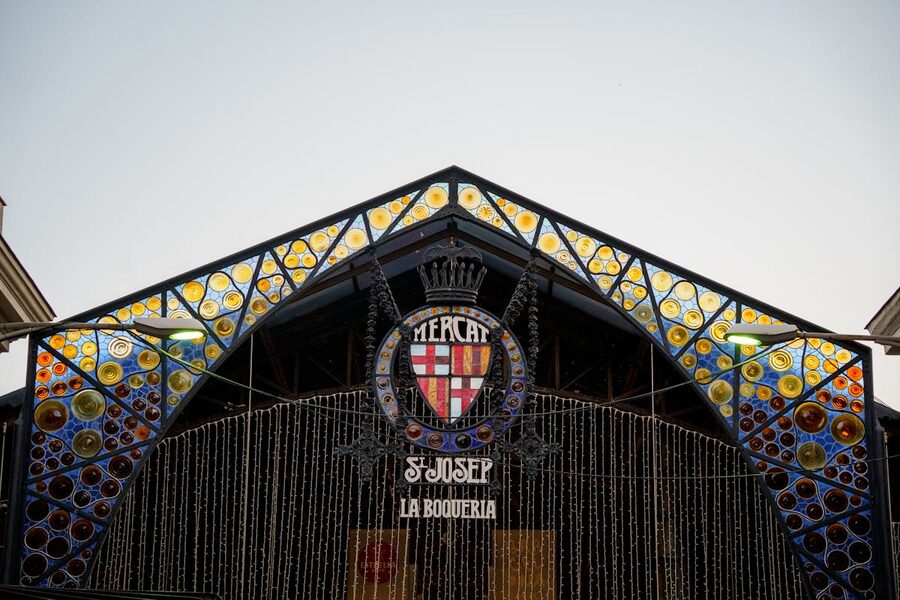 Colorful facade of Mercat de Sant Josep de la Boqueria in Barcelona