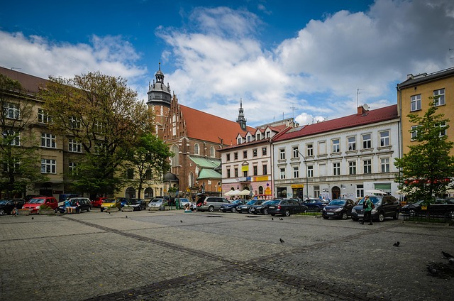 Kazimierz district market square in Krakow Poland