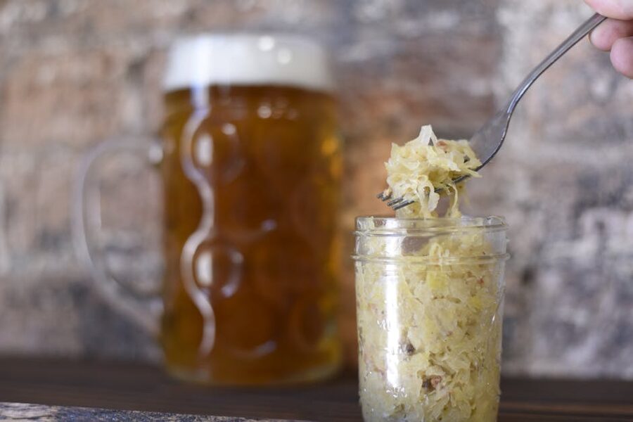 Czech beer mug with sauerkraut