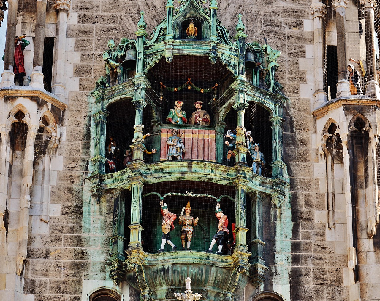 The Glockenspiel clock on the New Town Hall at Marienplatz Munich