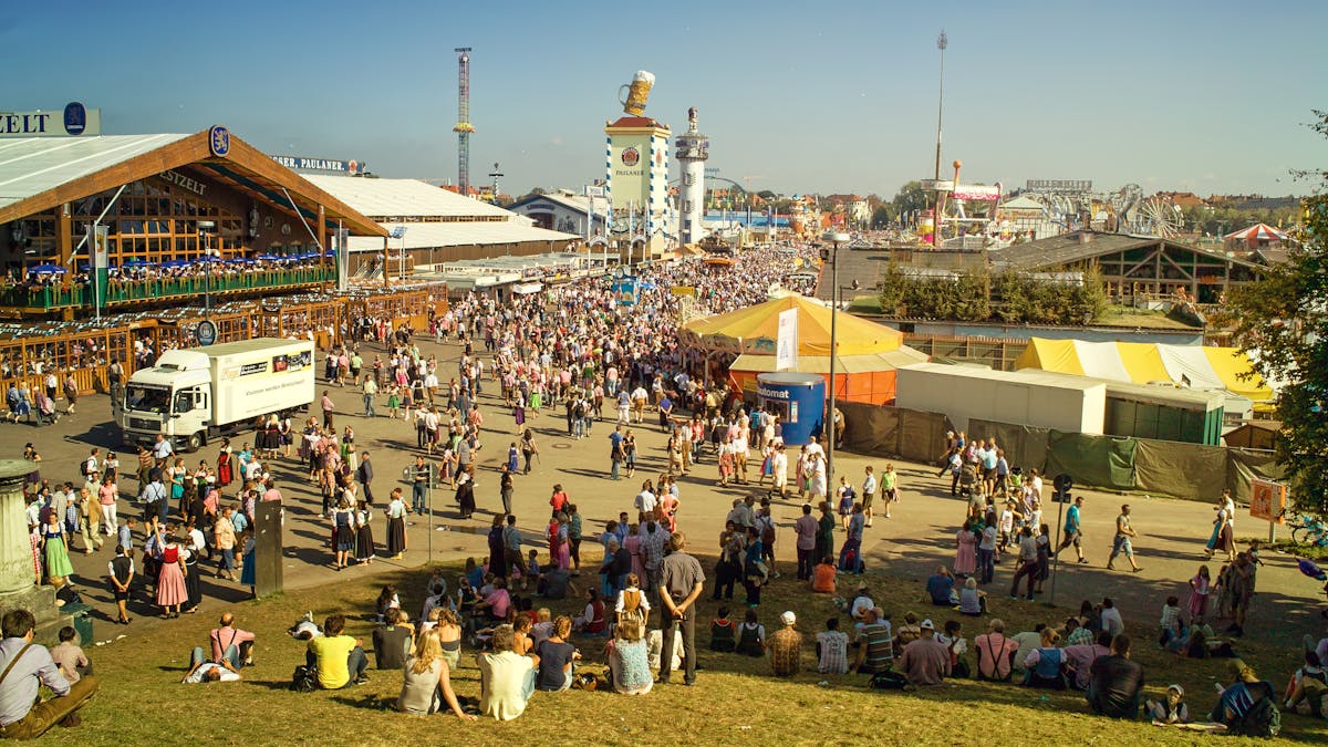 Aerial view of the Oktoberfest crowd in Munich