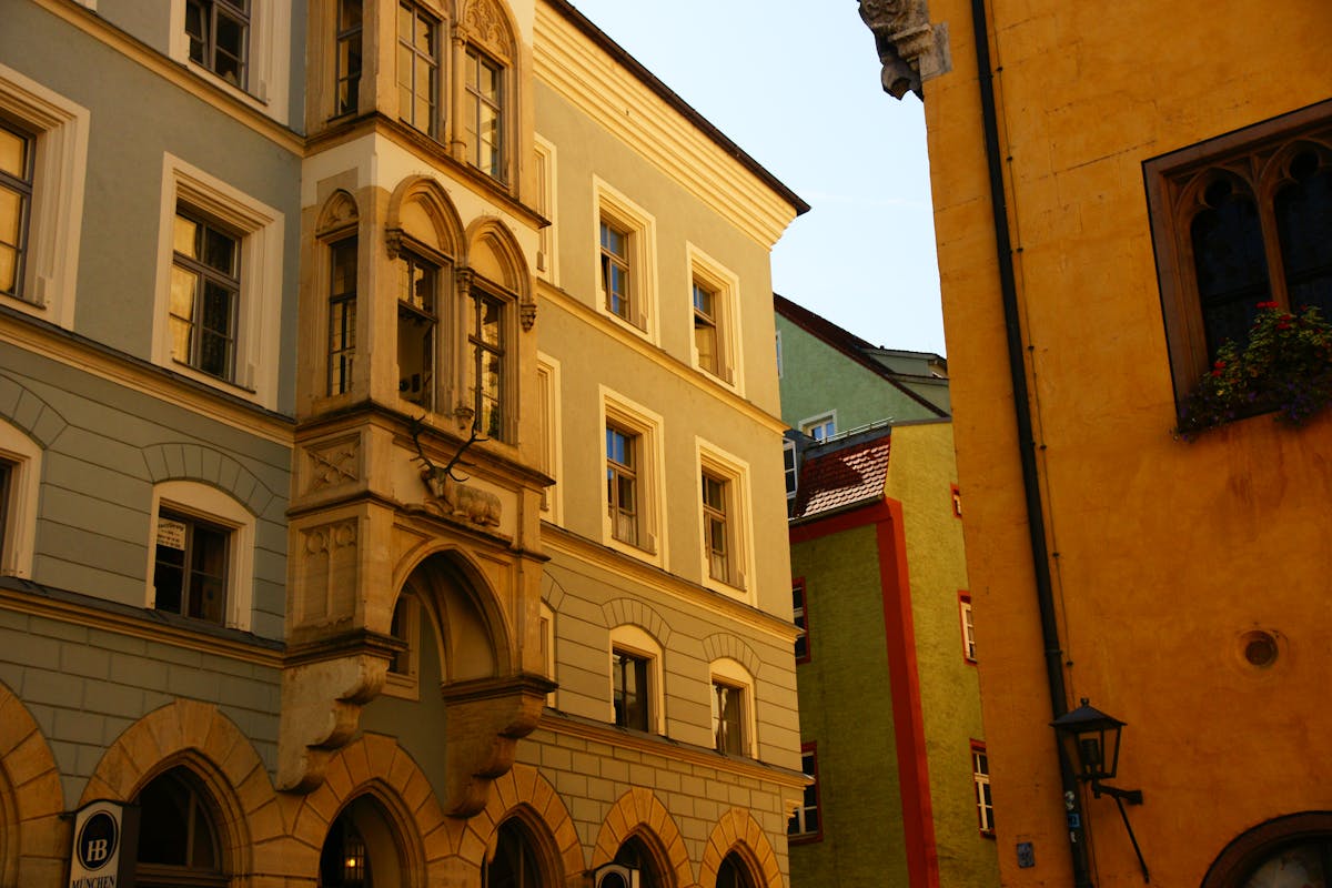 Charming old town architecture in Munich with colorful facades