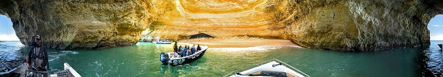 Panorama inside the Benagil grotto in the Algarve