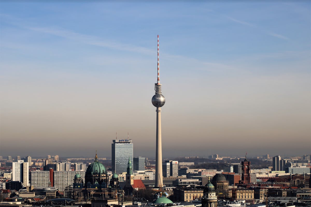 Berlin cityscape panorama featuring the TV Tower and surrounding buildings