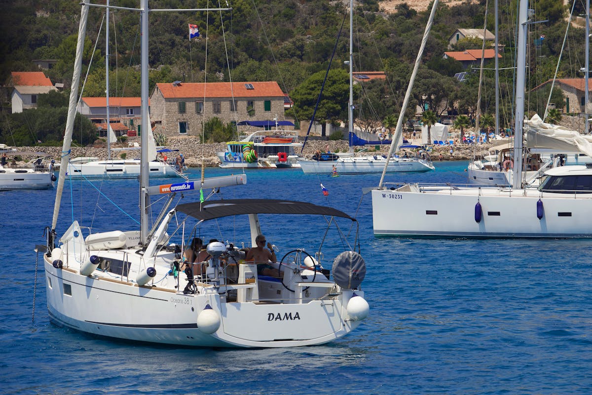Sailing boat on the Adriatic Sea near Croatia's coast