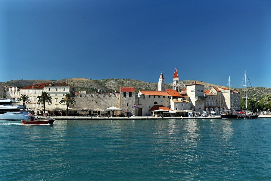 Trogir old town panorama with cathedral and harbour Croatia
