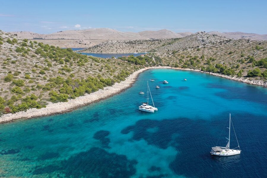 Yachts in Croatian bay near Split