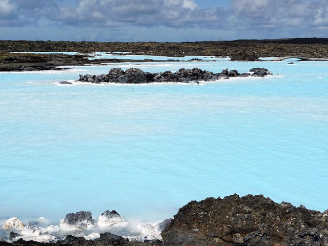 Close-up of the turquoise geothermal water at the Blue Lagoon