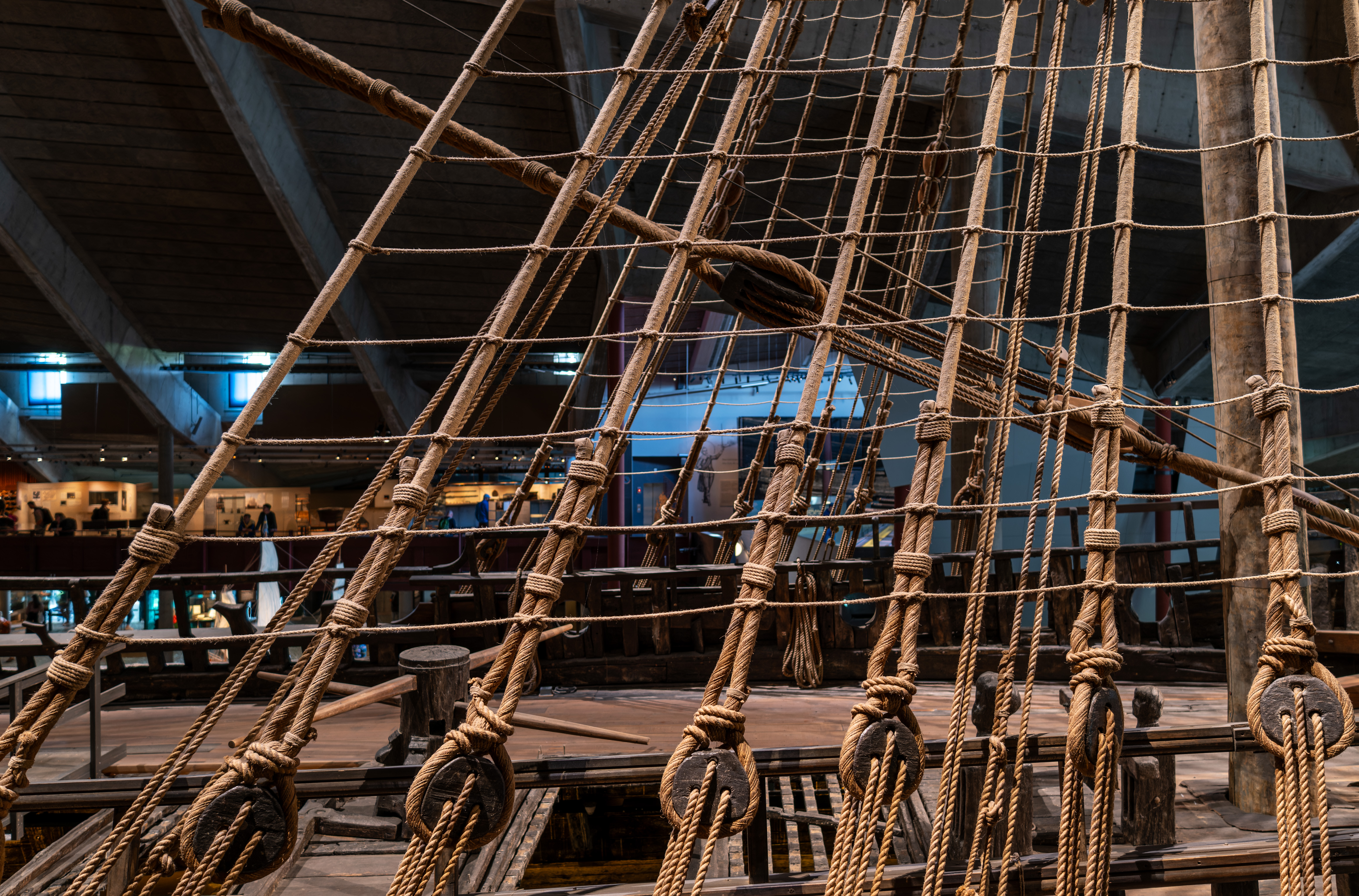 The preserved Vasa warship inside the Vasa Museum in Stockholm