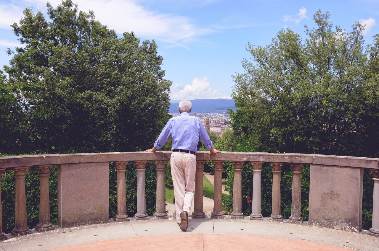Panoramic view from Boboli Gardens looking out over Florence Italy