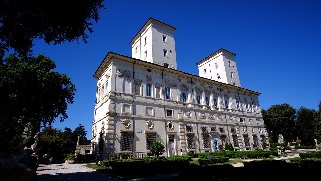 The Borghese Gallery building exterior with classical architecture in Rome Italy