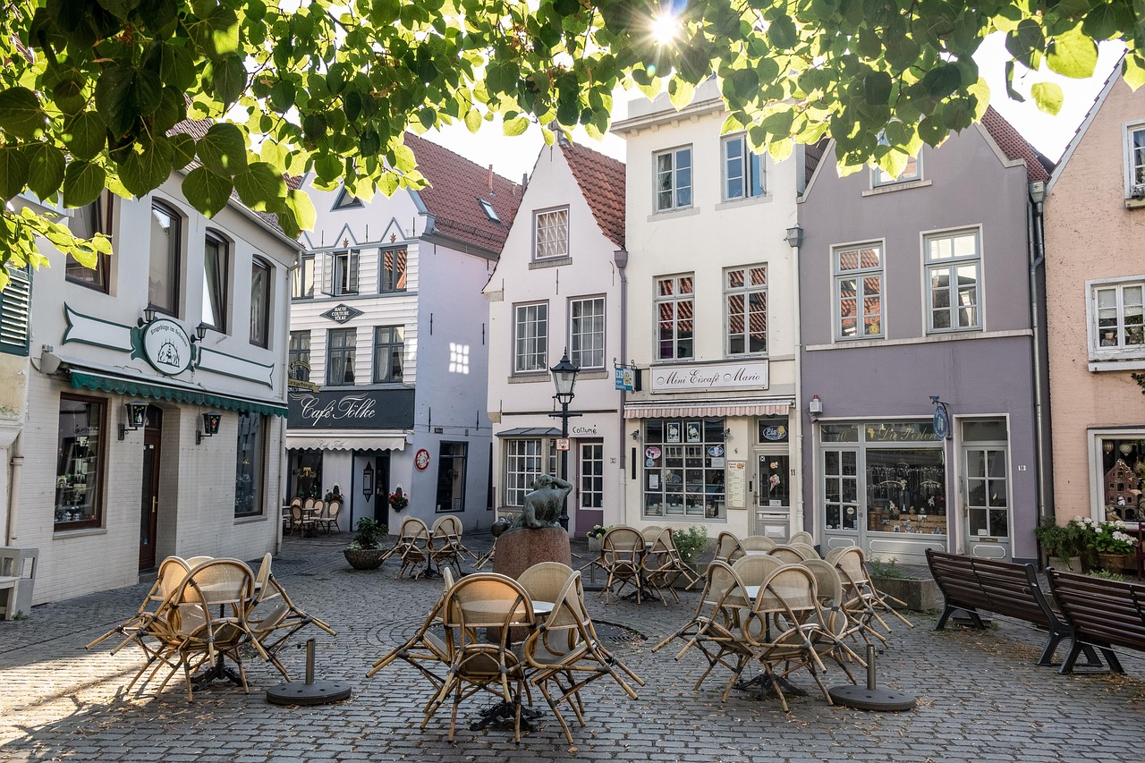 Narrow cobblestone alley in Bremen's Schnoor quarter