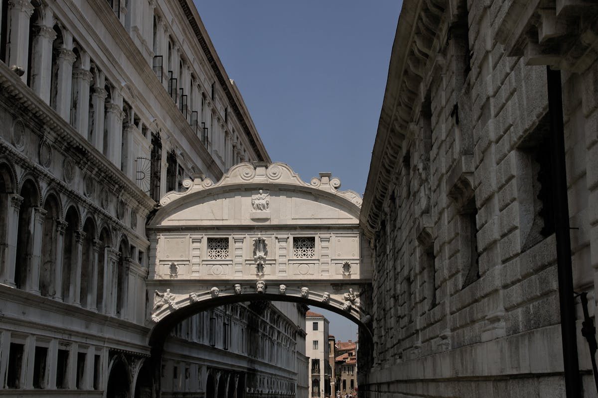 The Bridge of Sighs connecting Doges Palace to the New Prisons in Venice