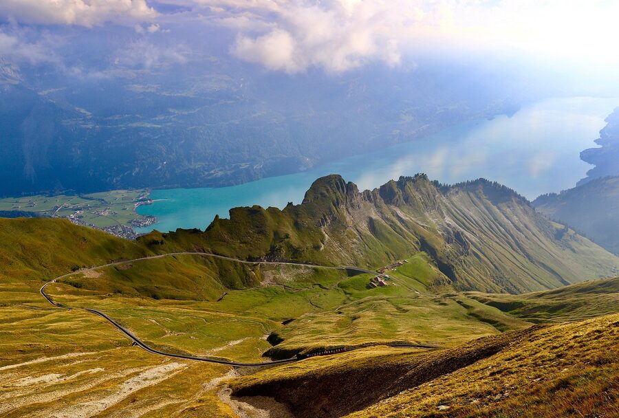 Mountains near Lake Brienz with Brienz Rothorn in Switzerland