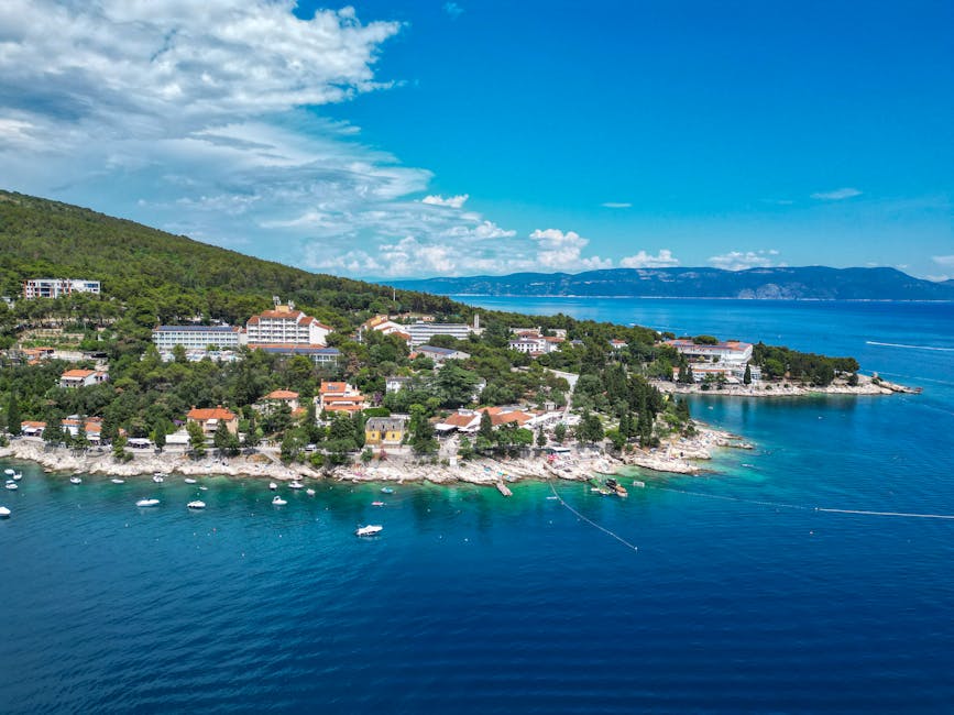 Istria Rabac coastline aerial