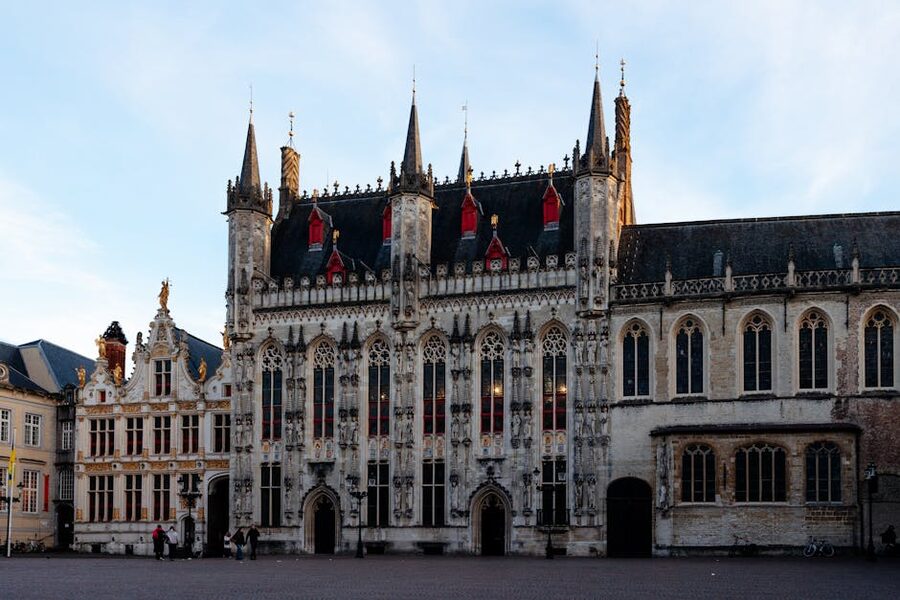 Bruges Burg Square Gothic architecture in evening light
