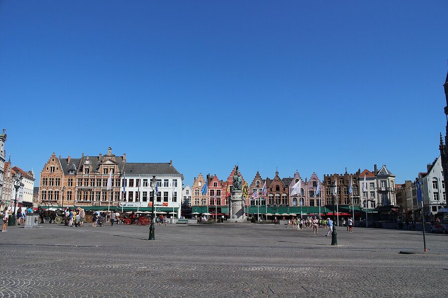 Markt square in Bruges with the historic Flemish buildings