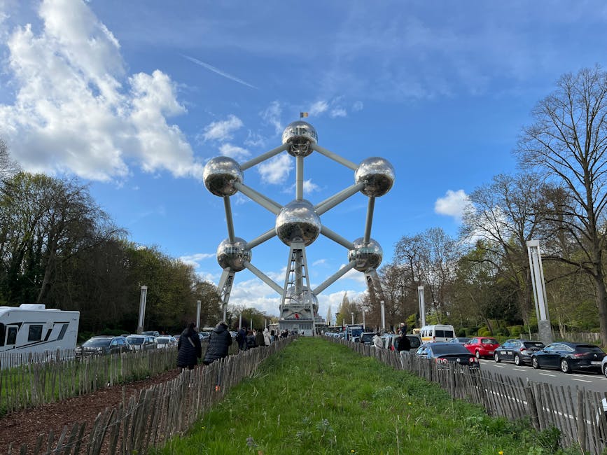 Brussels Atomium structure against a spring sky