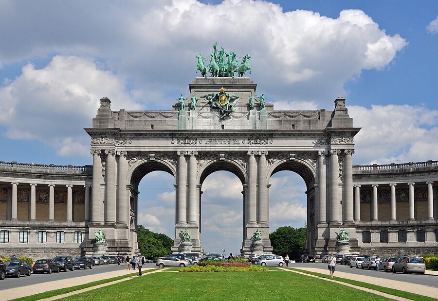 Brussels Cinquantenaire Triumphal Arch with surrounding park
