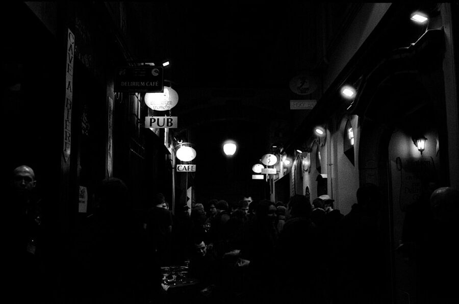 Delirium Cafe Brussels bottle wall display