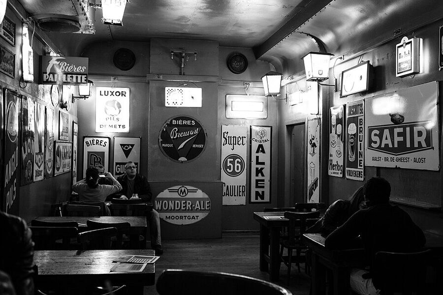 Delirium Cafe Brussels interior with crowded bar