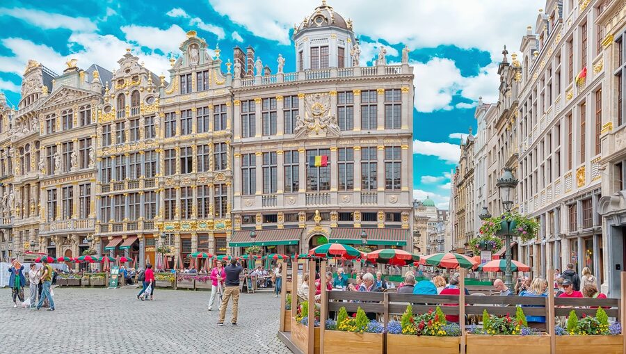 Grand Place Brussels panoramic view of guild houses