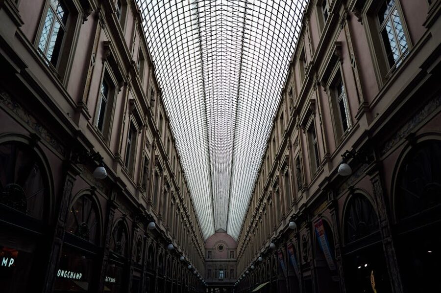 Galeries Saint-Hubert vaulted glass ceiling Brussels arcade