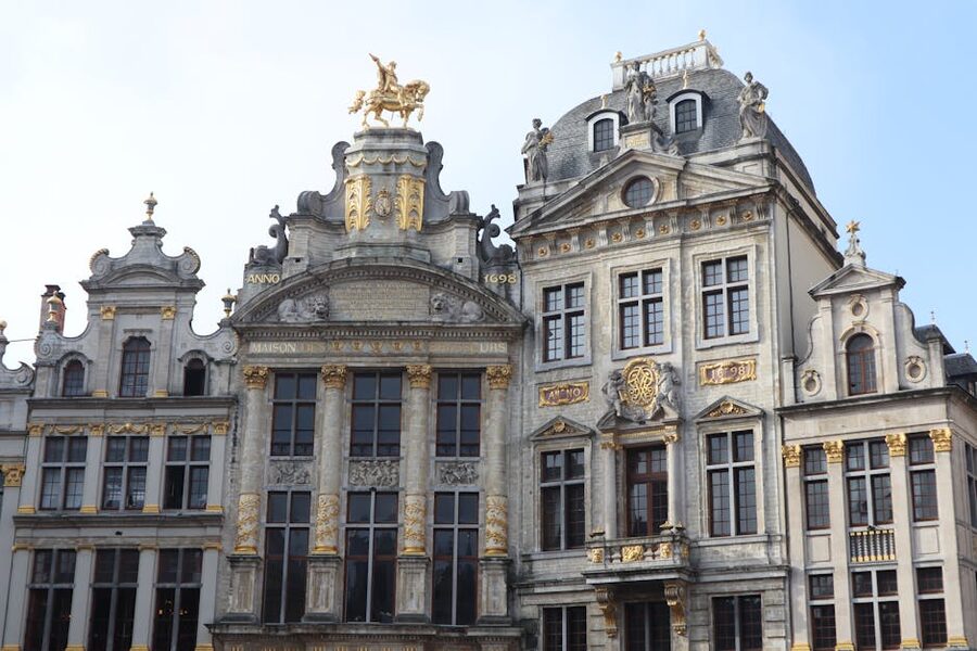 Gothic and Baroque architecture detail at Grand Place Brussels