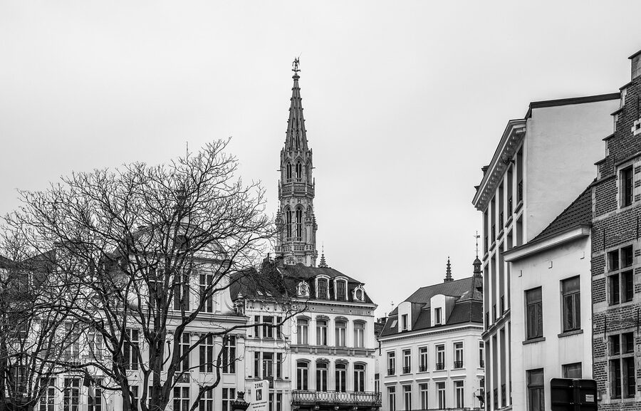 Brussels Town Hall tower historic centre view