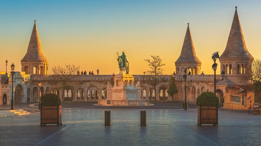 Statue in Buda Castle courtyard Budapest